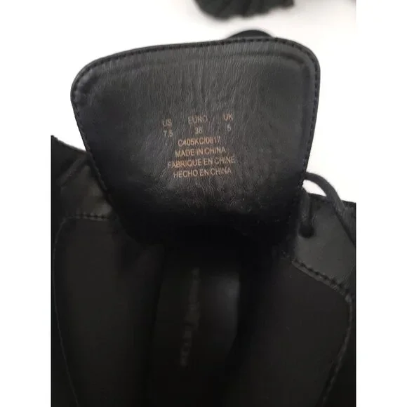 KELSI DAGGER BROOKLYN Black & Gray Checkered Leather Ankle Combat Boots Sz 7.5 - Picture 9 of 10